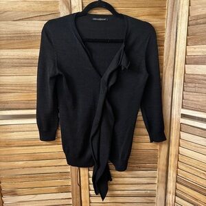 Yohji Yamamoto Noir  Frill Front Hidden Buttons Cardigan Black Size 2
